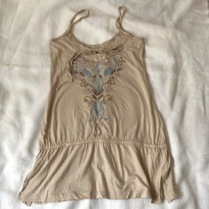 Tunic tank top with embroidery and bead design